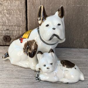 Set of 2 Bulldog Miniature Figurines Mother & Pup